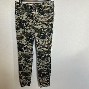 Anthropologie Green Skinny Jeans with Modern Camouflage